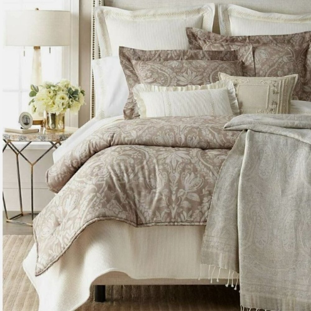 Ralph Lauren Home Cortona Full‎ / Queen Cream Bed Blanket Cotton Linen Blend